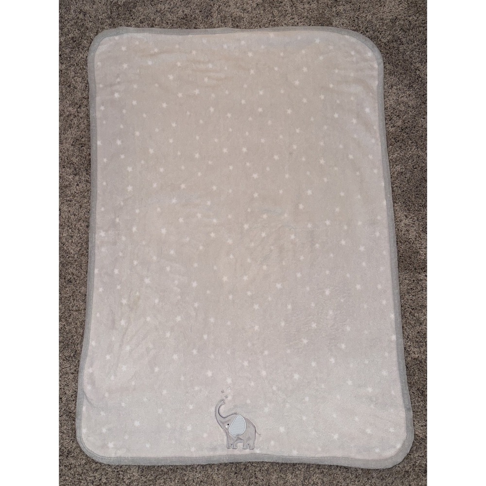Parents Choice Walmart‎ Gray White Stars Elephant Plush Baby Blanket Lovey